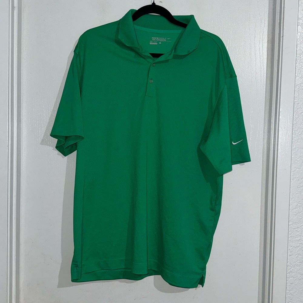 YY- Nike Golf Polo Shirt Mens size Large Green Dri-Fit Short Sleeve
